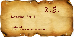 Kotrba Emil névjegykártya